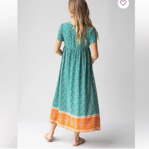 Natural Life Midi Dress NWT Pockets Avery Button Front Jade Floral Boho XL - Picture 13 of 13